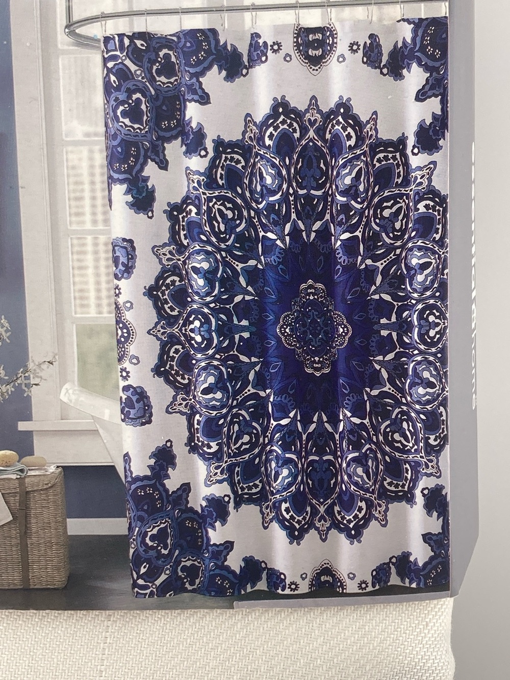 Fabric Shower Curtain Blue & White 72" x 72"